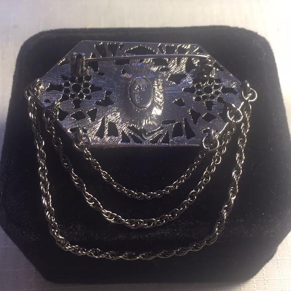 Lia Sophia Silver & Amber Crystals Brooch - Picture 6 of 8